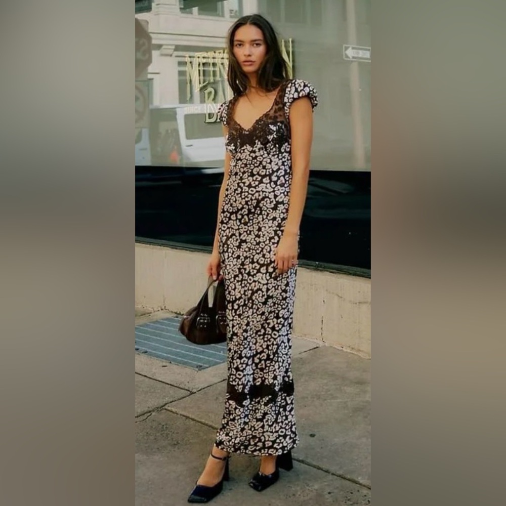 Free People Butterfly Babe Maxi Dress cheetah size S